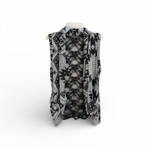 Black and White Patterned Women's vest Top